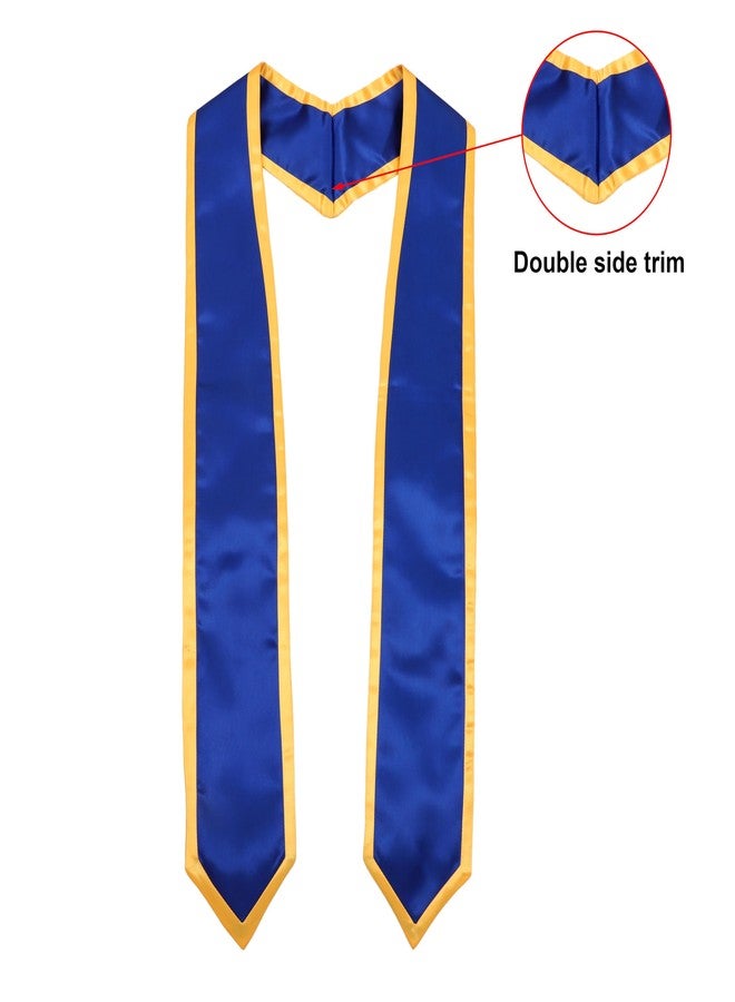 Erligo Graduation Honor Stole Classic End with Trim for Unisex Adult 72 Inches Long (Royal Blue + Gold Trim, 72 Inch) - Image 3